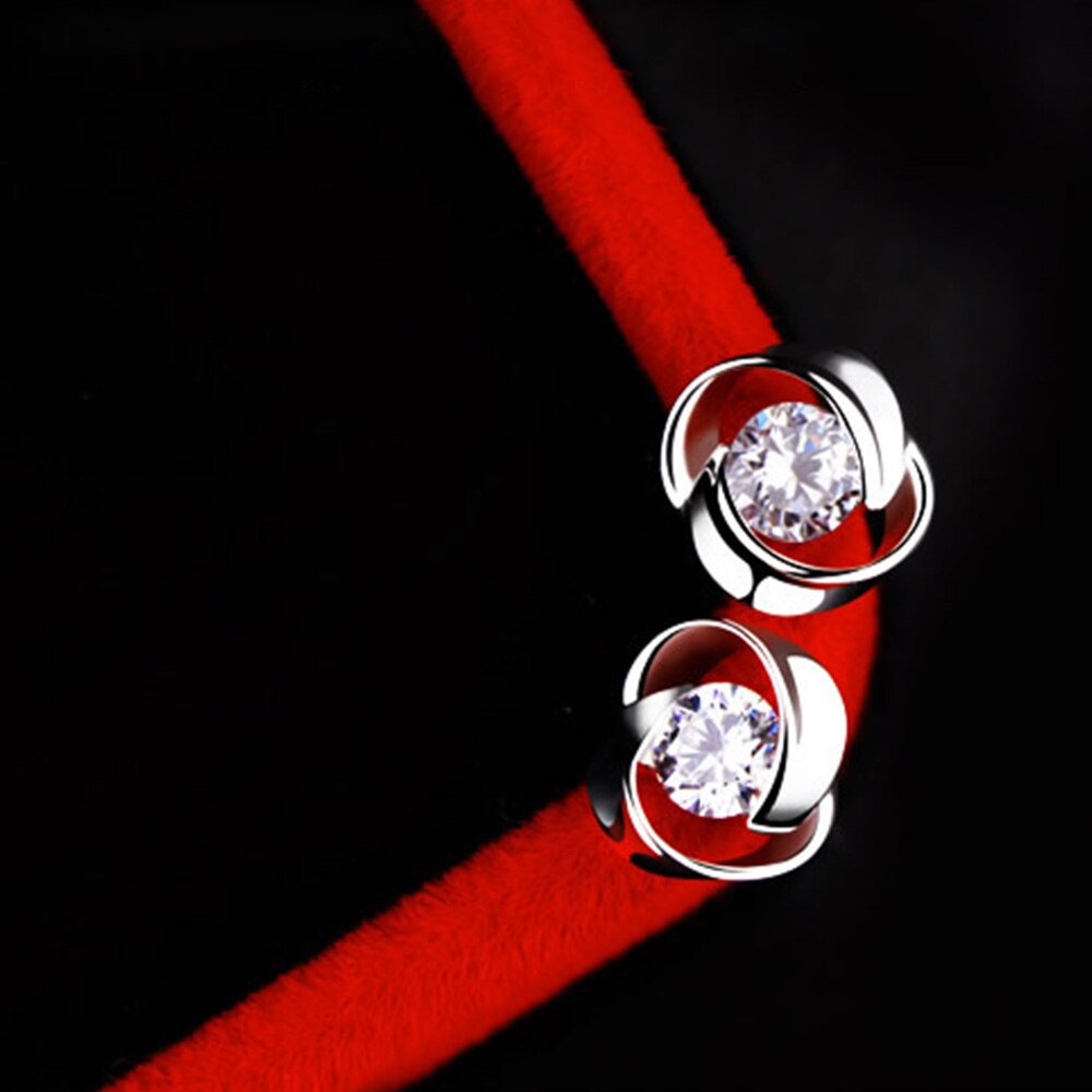 Flower 925 Stamp Silver Color  Jewelry Trendy Zircon Earrings For Women Retro Party Girls Gift Christmas