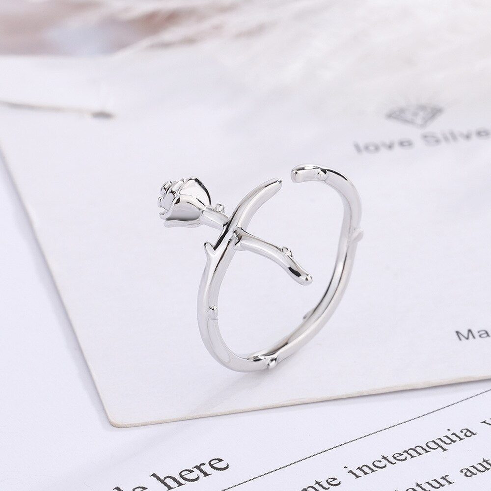 Flower Adjustable Rings For Women 925 Stamp Silver Color Aesthetic Wedding Bride Jewelry Accessories