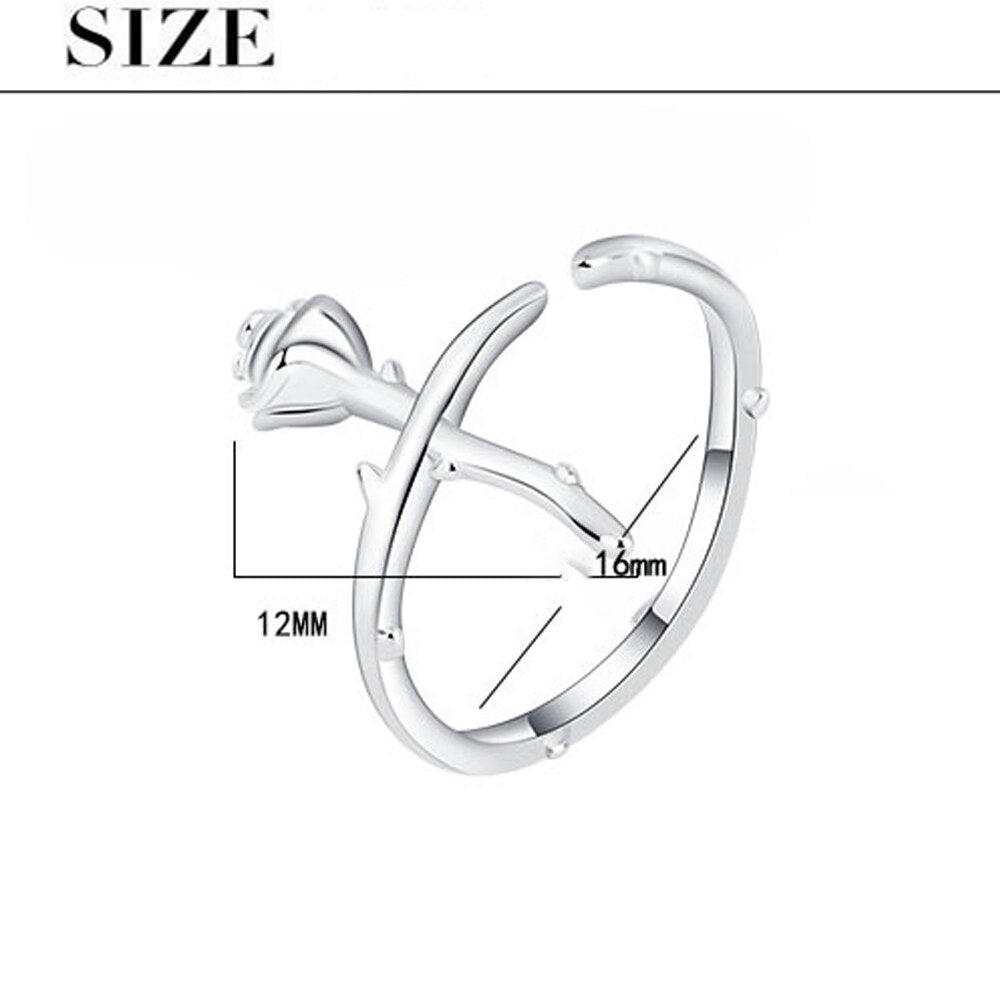 Flower Adjustable Rings For Women 925 Stamp Silver Color Aesthetic Wedding Bride Jewelry Accessories