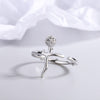 Flower Adjustable Rings For Women 925 Stamp Silver Color Aesthetic Wedding Bride Jewelry Accessories