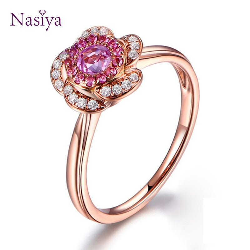 Flower Cherry Blossom Shape Exquisite Women Rings 925 Sterling Silver Fine Jewelry Anniversary Gift Female Party Ring