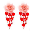 Flower Drop Earrings for Women Tassel Pom Pom Earrings floral Bohemian earing maxi statement jewelry Long Pendientes