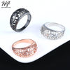 Flower Hollowing craft Rose Black Silver Gold Color Ring Fashion Jewelry Full Sizes Top Quality Wholesale R281
