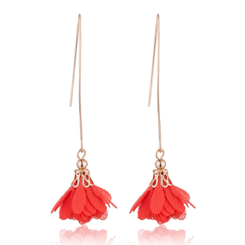 Flower lovely tassel long earrings women Bohemian night dangle eardrop restoring ancient ways earring wedding statement jewelry