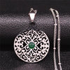 Flower of Life Stainless Steel Bohemian Necklace Women Flash Stone Silver Color Charm Necklaces Jewelry bijoux femme N4315S04