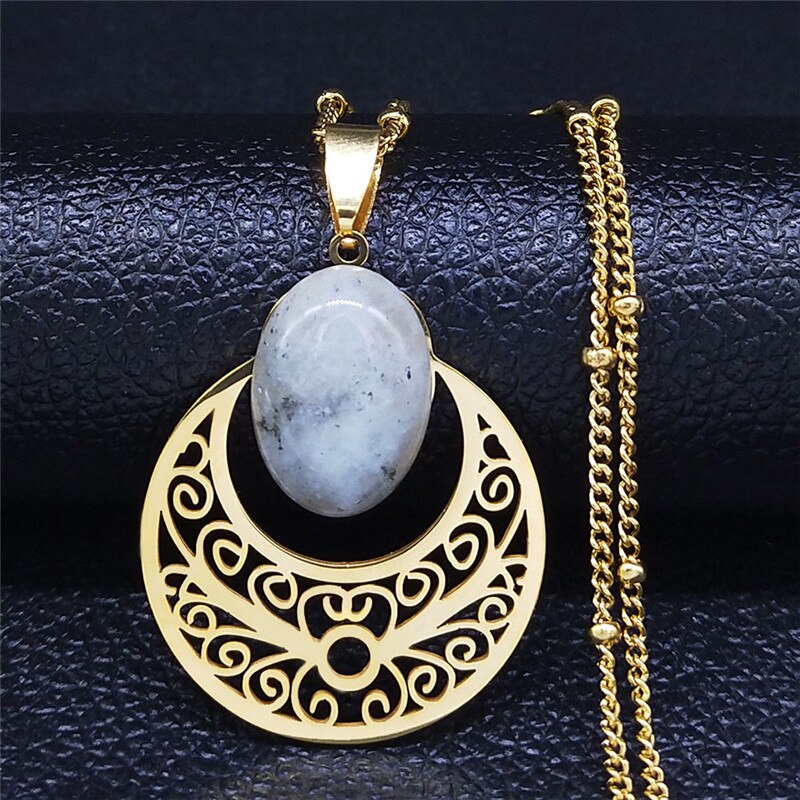 Flower of Life Stainless Steel Bohemian Necklace Women Flash Stone Silver Color Charm Necklaces Jewelry bijoux femme N4315S04