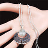 Flower of Life Stainless Steel Bohemian Necklace Women Flash Stone Silver Color Charm Necklaces Jewelry bijoux femme N4315S04