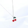 100% 925 Sterling Silver Red Drop Glaze Cherry Necklaces & Pendants For Women Simple Lady Fashion Jewelry