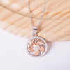 100% 925 Sterling Silver Rose Gold Color Flowers Fan Necklaces & Pendants For Women Cubic Zirconia Lady Fashion Jewelry