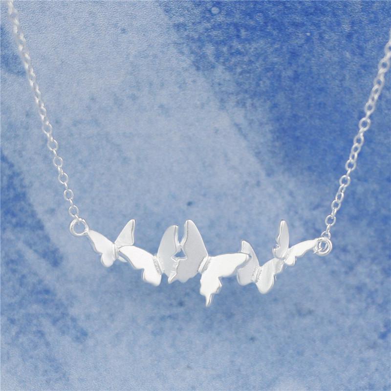 925 Sterling Silver Butterfly Necklaces & Pendant For Women Fashion Lady Prevent Allergy Sterling-silver-jewelry