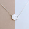 925 Sterling Silver Natural marble Round Necklaces & Pendants For Women Simple Style Sterling-silver-jewelry