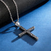 Fongten Blessing God Cross Pendant Necklace Polished and Blacken Stainless Steel Men Necklaces Old Look Jewelry