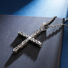 Fongten Blessing God Cross Pendant Necklace Polished and Blacken Stainless Steel Men Necklaces Old Look Jewelry