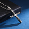 Fongten Blessing God Cross Pendant Necklace Polished and Blacken Stainless Steel Men Necklaces Old Look Jewelry