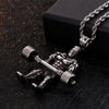 Fongten Bodybuilding Muscle Man Barbell Dumbbell Pendant Necklaces Stainless Steel Gym Fitness Necklace Men Jewelry