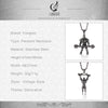 Fongten Bodybuilding Muscle Man Barbell Dumbbell Pendant Necklaces Stainless Steel Gym Fitness Necklace Men Jewelry