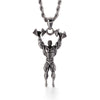 Fongten Bodybuilding Muscle Man Barbell Dumbbell Pendant Necklaces Stainless Steel Gym Fitness Necklace Men Jewelry