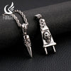 Fongten Gothic Hammer Skull Plug Pendant Necklace Men Stainless Steel Street Punk Necklaces Jewelry