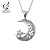 Fongten Islamic Charm Crescent Suspension Moon Pendant Necklace Stainless Steel Zircon Vintage Pendants Male Jewelry