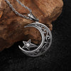 Fongten Islamic Charm Crescent Suspension Moon Pendant Necklace Stainless Steel Zircon Vintage Pendants Male Jewelry