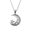 Fongten Islamic Charm Crescent Suspension Moon Pendant Necklace Stainless Steel Zircon Vintage Pendants Male Jewelry