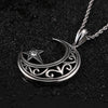 Fongten Islamic Charm Crescent Suspension Moon Pendant Necklace Stainless Steel Zircon Vintage Pendants Male Jewelry