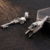 Fongten Skull Key Electric Plug Pendant Necklace Stainless Steel Punk Chain Necklaces For Men Jewelry
