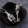 Fongten Skull Key Electric Plug Pendant Necklace Stainless Steel Punk Chain Necklaces For Men Jewelry