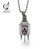 Fongten Skull Key Electric Plug Pendant Necklace Stainless Steel Punk Chain Necklaces For Men Jewelry