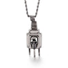 Fongten Skull Key Electric Plug Pendant Necklace Stainless Steel Punk Chain Necklaces For Men Jewelry