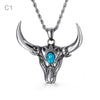 Fongten Vintage Animal Bullfighting Cattle Stainless Steel Long Link Chain Pendant Necklace Men Jewelry