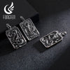 Fongten Vintage China Dragon Stainless Steel Hip Hop Chain Black Double Side Blessing Pendant Necklace Men Jewelry