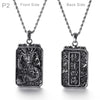 Fongten Vintage China Dragon Stainless Steel Hip Hop Chain Black Double Side Blessing Pendant Necklace Men Jewelry