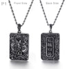 Fongten Vintage China Dragon Stainless Steel Hip Hop Chain Black Double Side Blessing Pendant Necklace Men Jewelry