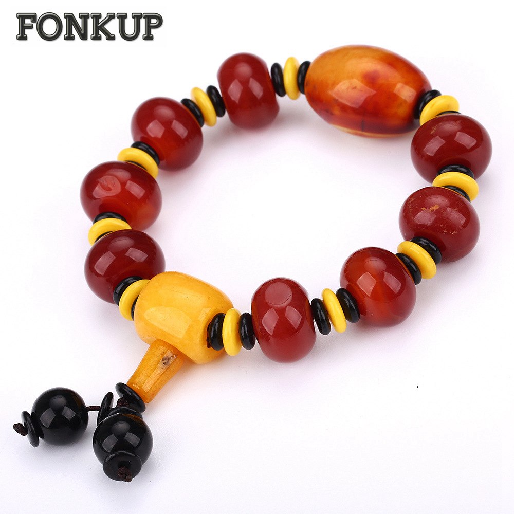 Agate Bracelets Classic Men Hologram Wristband Round Black Spacer Red Beaded Chain Enchanting Pendant Charm Friendship