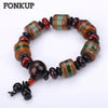 Colorful Strand Bracelets Punk Men Bangle Agate Gem Jewelry Anniversary Geometric Cylinder Chain Round Spacer Leather Bag