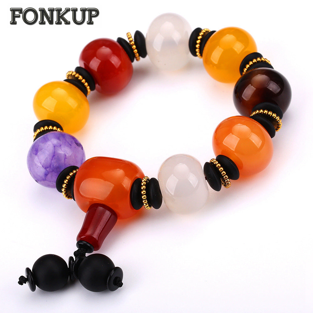 Geometric Agate Bracelets Beaded Accessories Hyperbole Men Strand Wristband Color Black Bead Spacer Statement Masculina