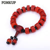 Men Hologram Bracelets Geometric Cylinder Hand Chain Ethnic Male Engagement Jewellery Red Agate Wristband Black Spacer