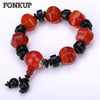 Men Wrap Bracelets Red Agate Bangle Masculino Round Beaded Jewelry Classic Men Ornaments Black Spacer Sculpture Healing