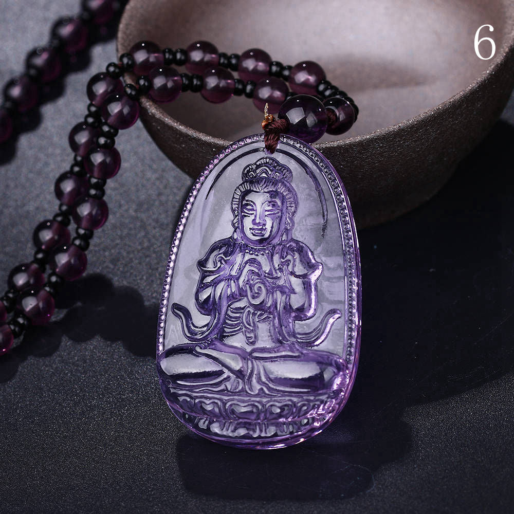 Natural Amethyst Necklace Buddha Pendant Jewelry Vintage Passion Colgantes Mujer Moda Indian Gioielli Ethnic Accessories