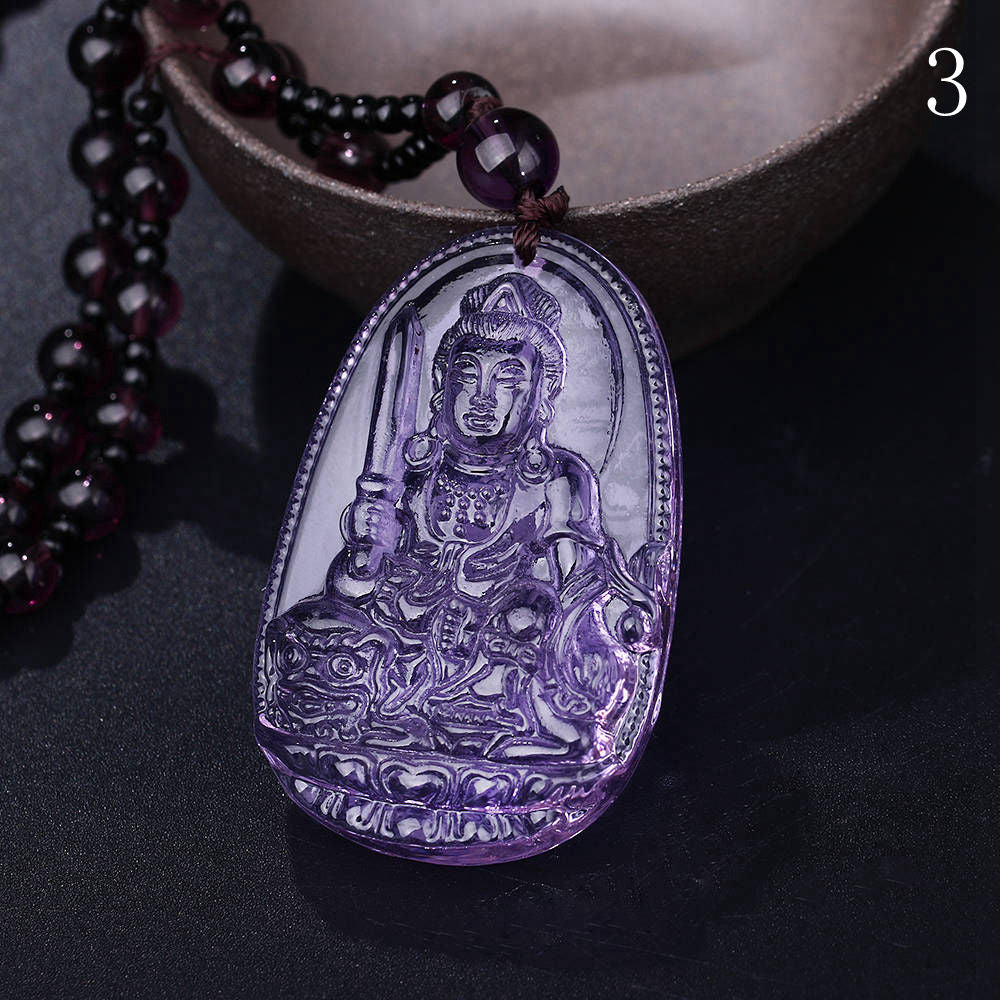 Natural Amethyst Necklace Buddha Pendant Jewelry Vintage Passion Colgantes Mujer Moda Indian Gioielli Ethnic Accessories