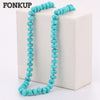 Natural Turquoise Necklace Chains Ethnic Men Jewellery Women Engagement Ornaments Bead Chain Bag Sapphire Rope