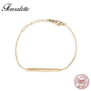 925 Sterling Silver Bar Bracelet Minima Line Bracelet Chain Simpli Stick Bracelets&Bangles   gift ZK30