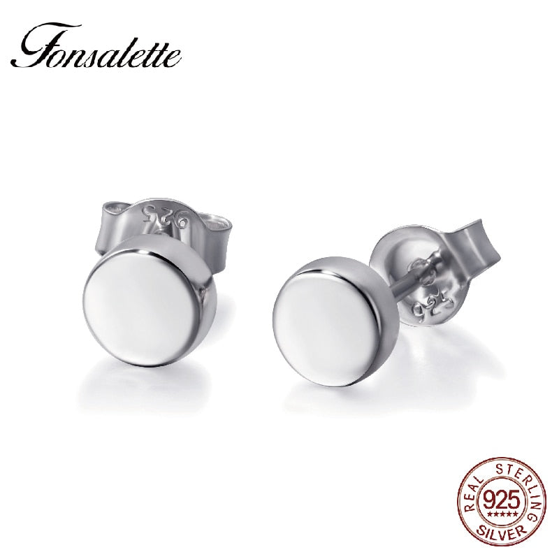 925 Sterling Silver Stud Ear Tiny Dot peas bean Male&woman Earrings Temperament Disc Stud Earrings Jewelry ZK30