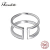 Simple Shinning Mother's D 925 Sterling Silver Open Ring Double Line Bar Ring Parallel Bar Ring   ZK30