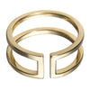 Simple Shinning Mother's D 925 Sterling Silver Open Ring Double Line Bar Ring Parallel Bar Ring   ZK30