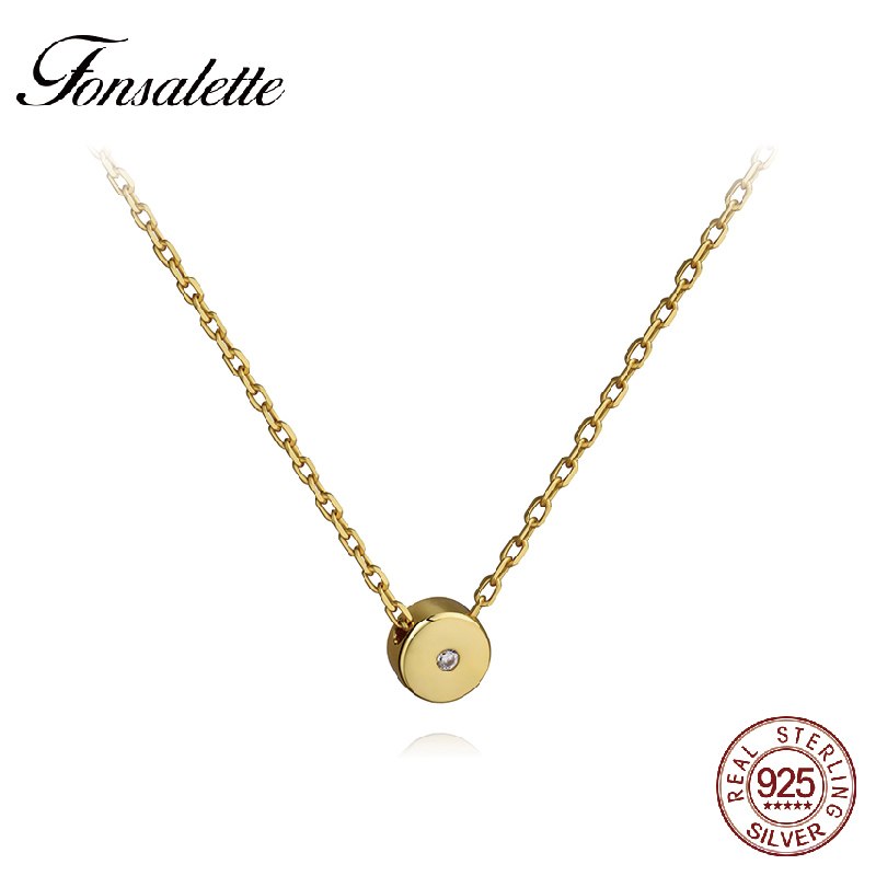 Tiny Dot Necklace Cubic Zirconia 925 Sterling Silver peas bean Round Necklace Pendant   gift ZK30