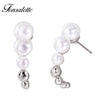 luxury 925 Sterling Silver Post Earring Beads Pearl woman Stud Earrings bijoux jewelry Brincos gift ZK30