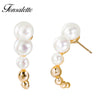 luxury 925 Sterling Silver Post Earring Beads Pearl woman Stud Earrings bijoux jewelry Brincos gift ZK30