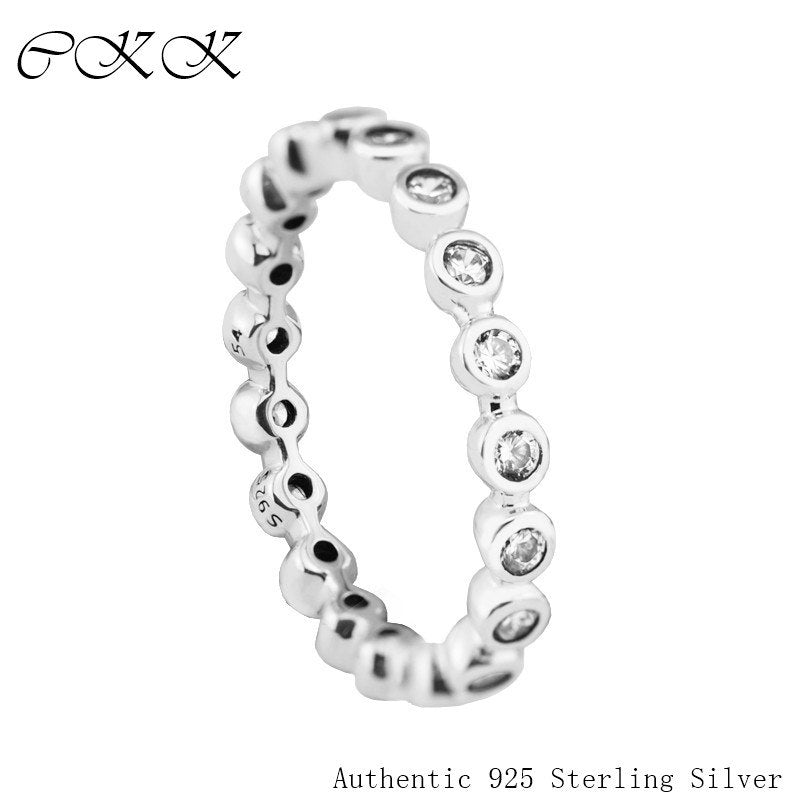 For Eternity Ring With 925 Sterling Silver Clear CZ for Women DIY Fine Jewelry SR108